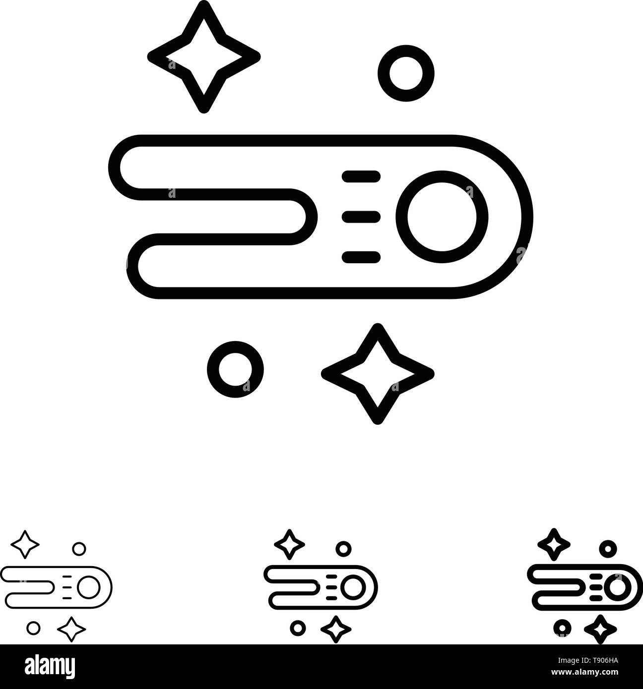 Astronomy, Comet, Space Bold and thin black line icon set Stock Vector ...