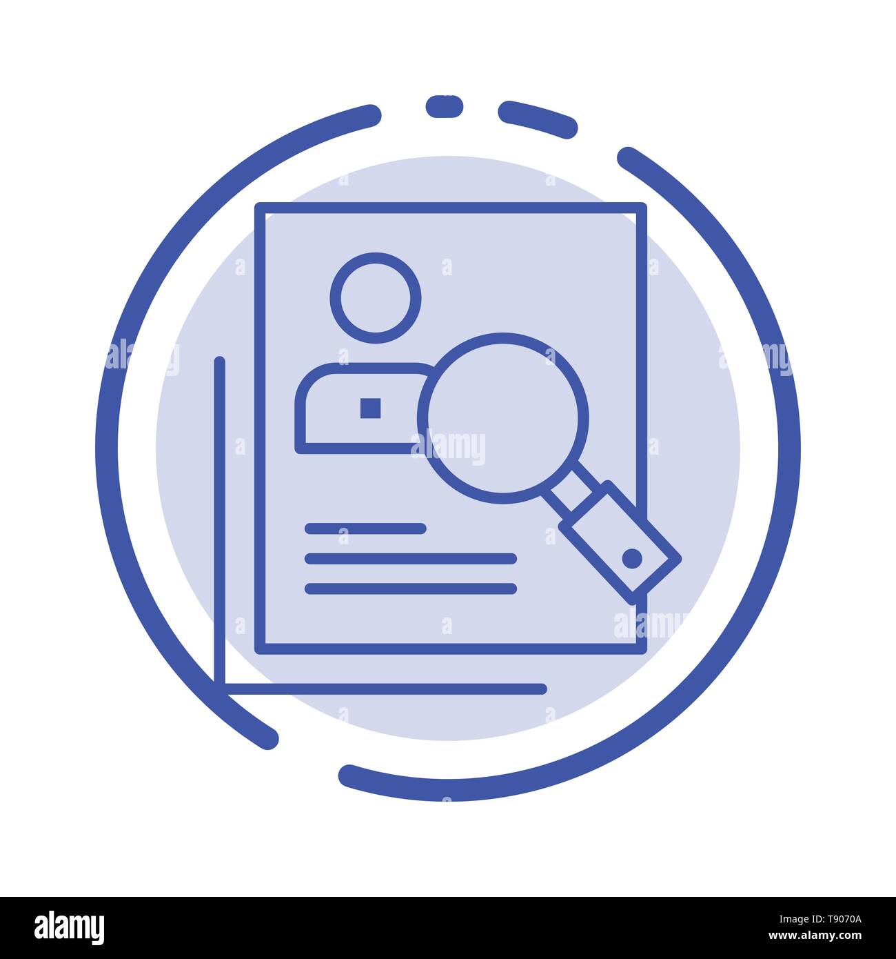 Employee, Hr, Human, Hunting, Personal, Resources, Resume, Search Blue Dotted Line Line Icon Stock Vector