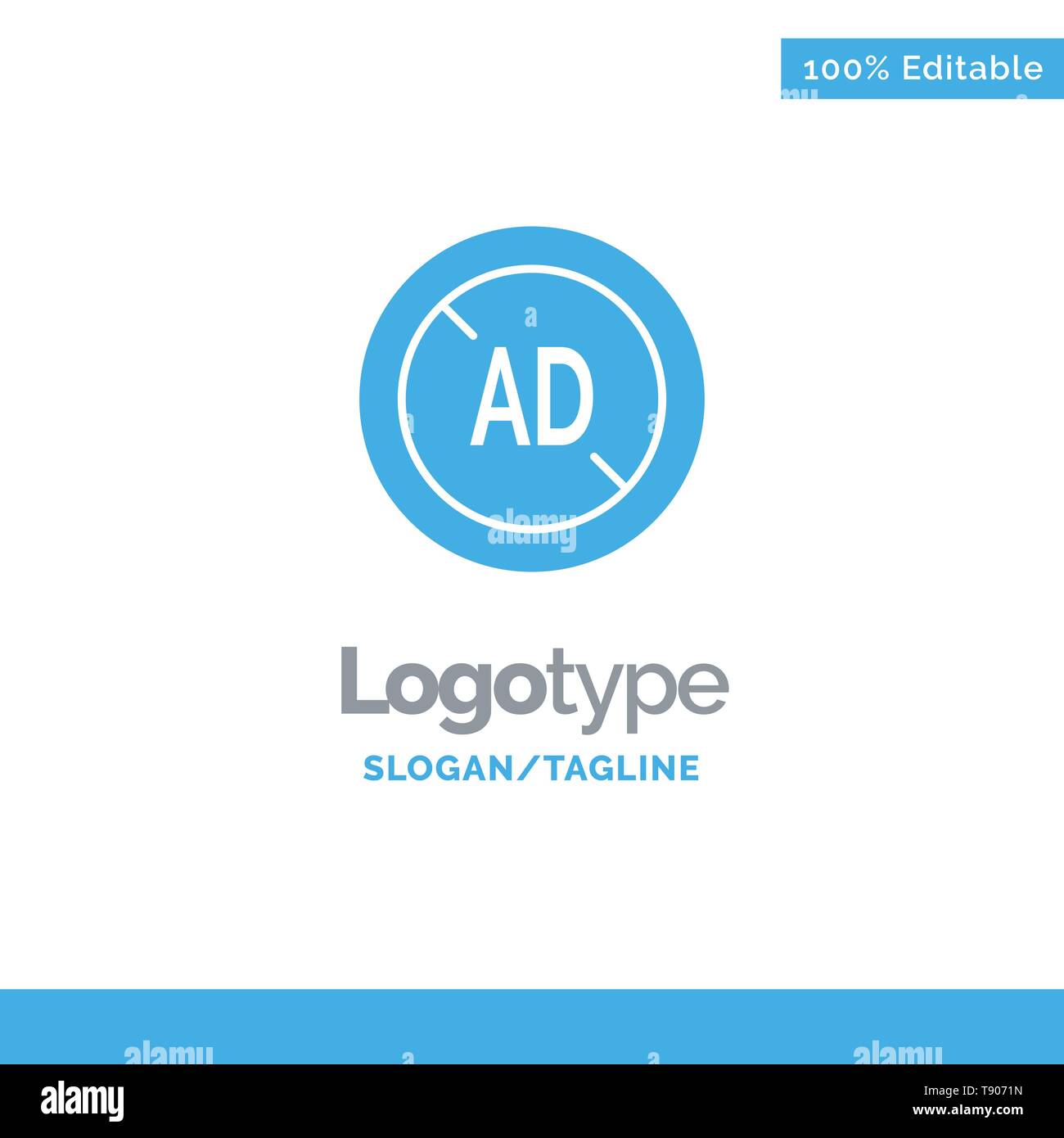 Ad, Blocker, Ad Blocker, Digital Blue Solid Logo Template. Place for Tagline Stock Vector