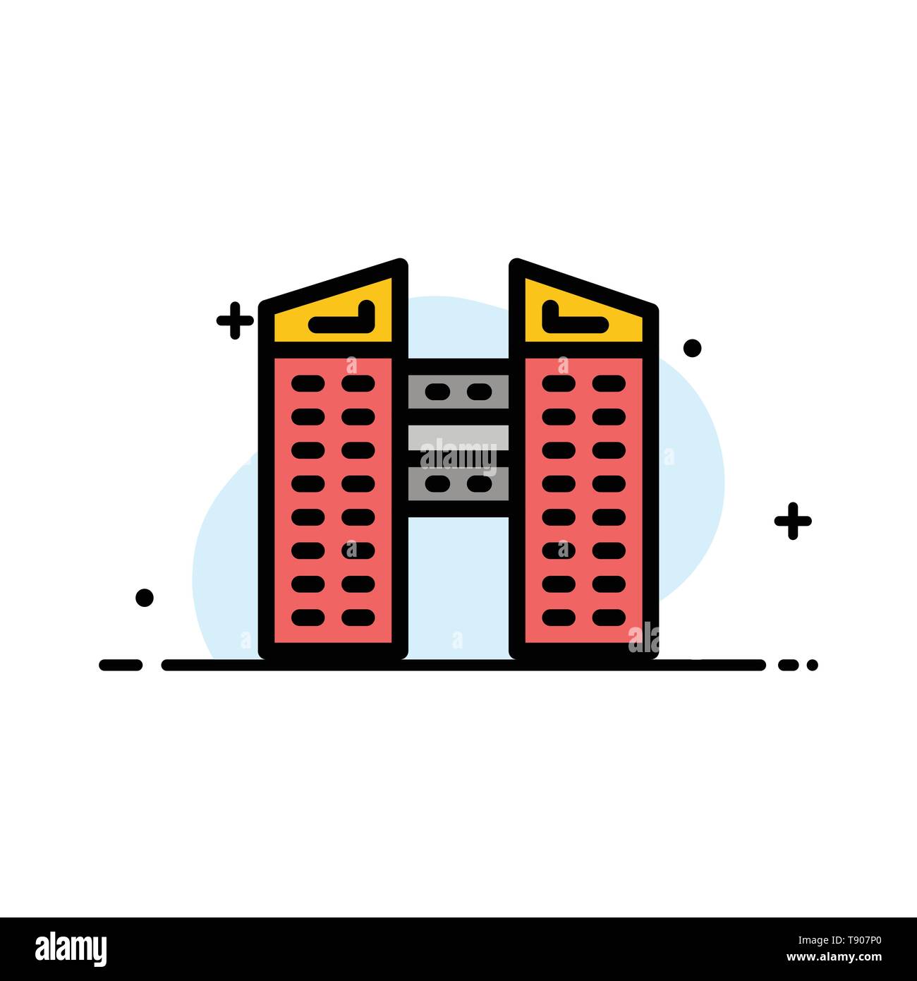 Buildings City Construction Business Flat Line Filled Icon