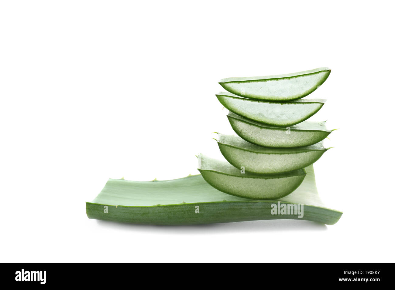 Fresh cut aloe vera leaves on white background Stock Photo Alamy