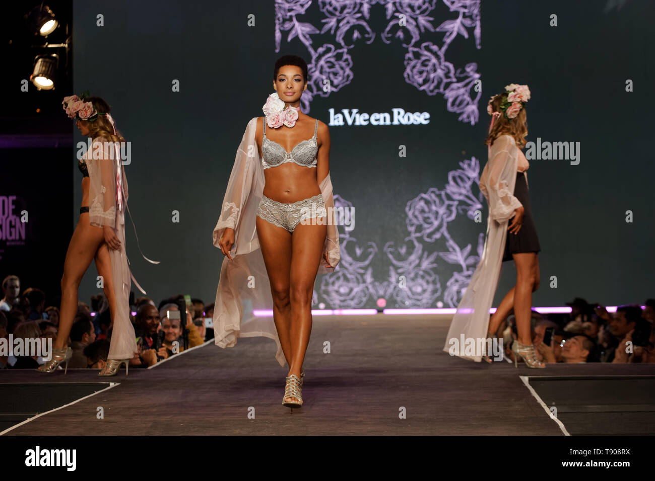 Montreal,Canada. A model poses on the runway at the La Vie en Rose fashion show held during the Fashion and Design Festival. Stock Photo