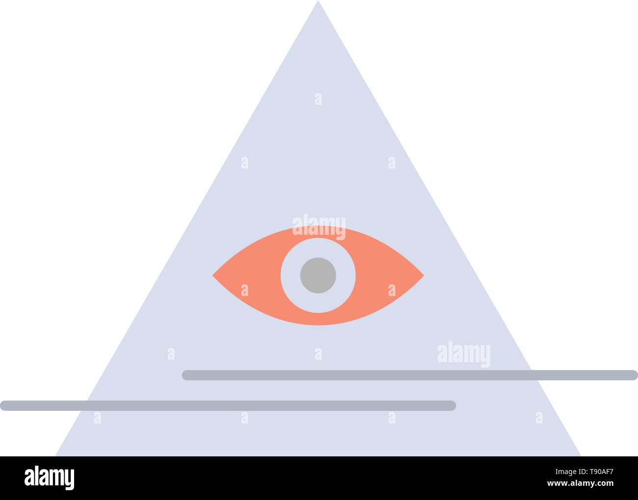 Eye, Illuminati, Pyramid, Triangle  Flat Color Icon. Vector icon banner Template Stock Vector
