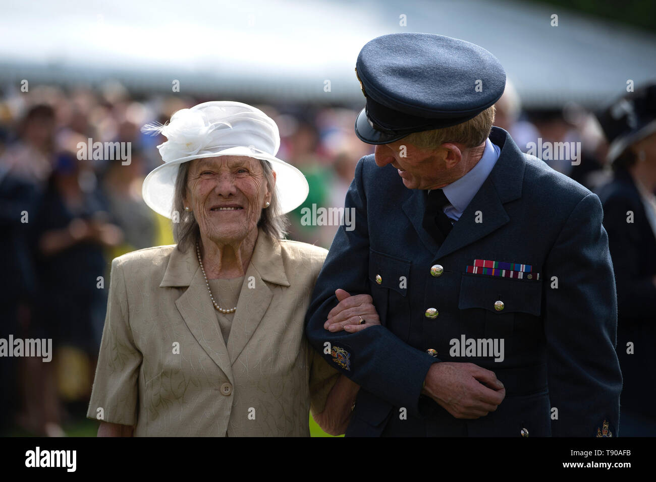 The world's oldest marathon runner, Iva Barr, 91, during a garden party