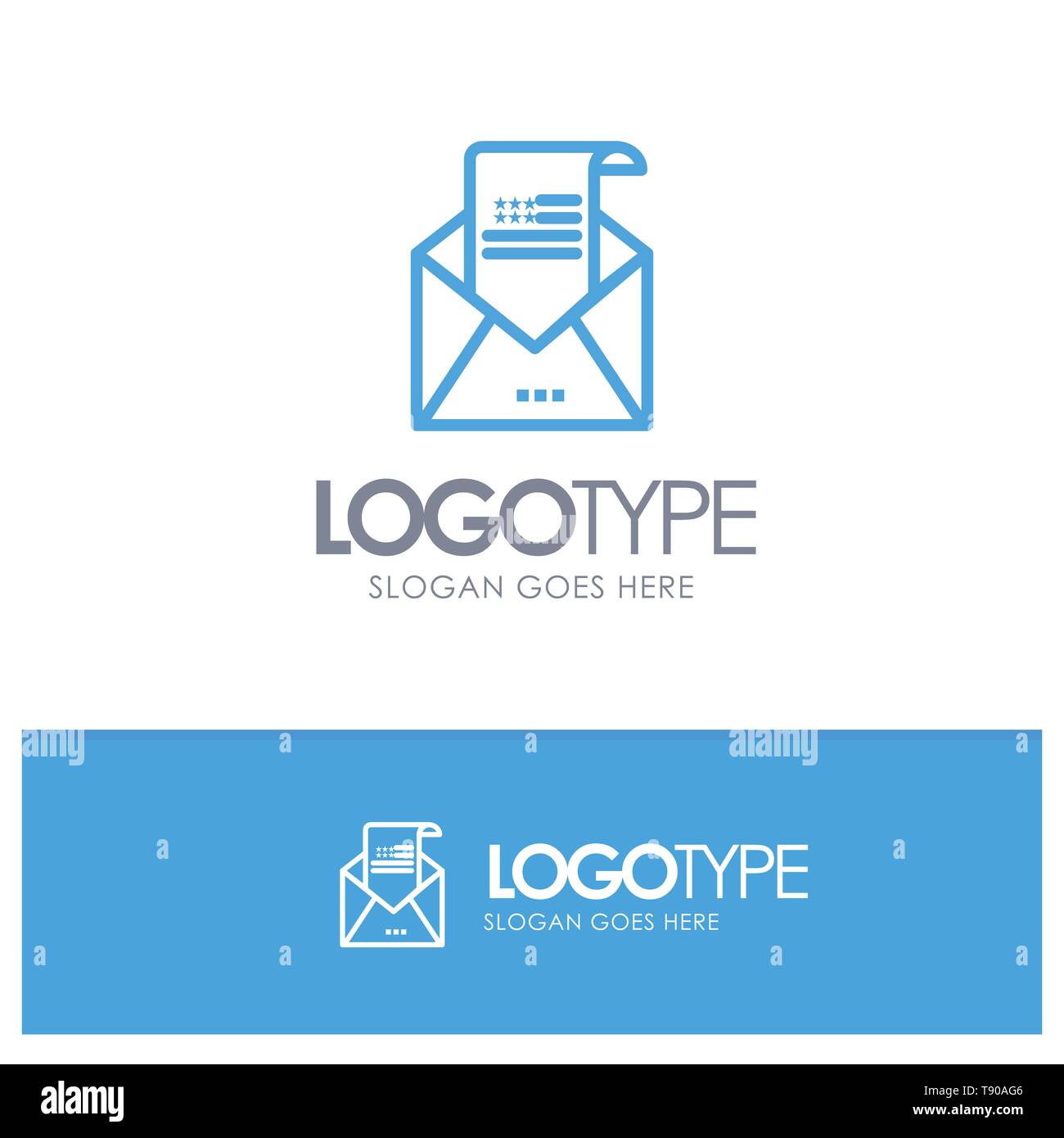 Email, Envelope, Greeting, Invitation, Mail Blue Outline Logo Place for ...