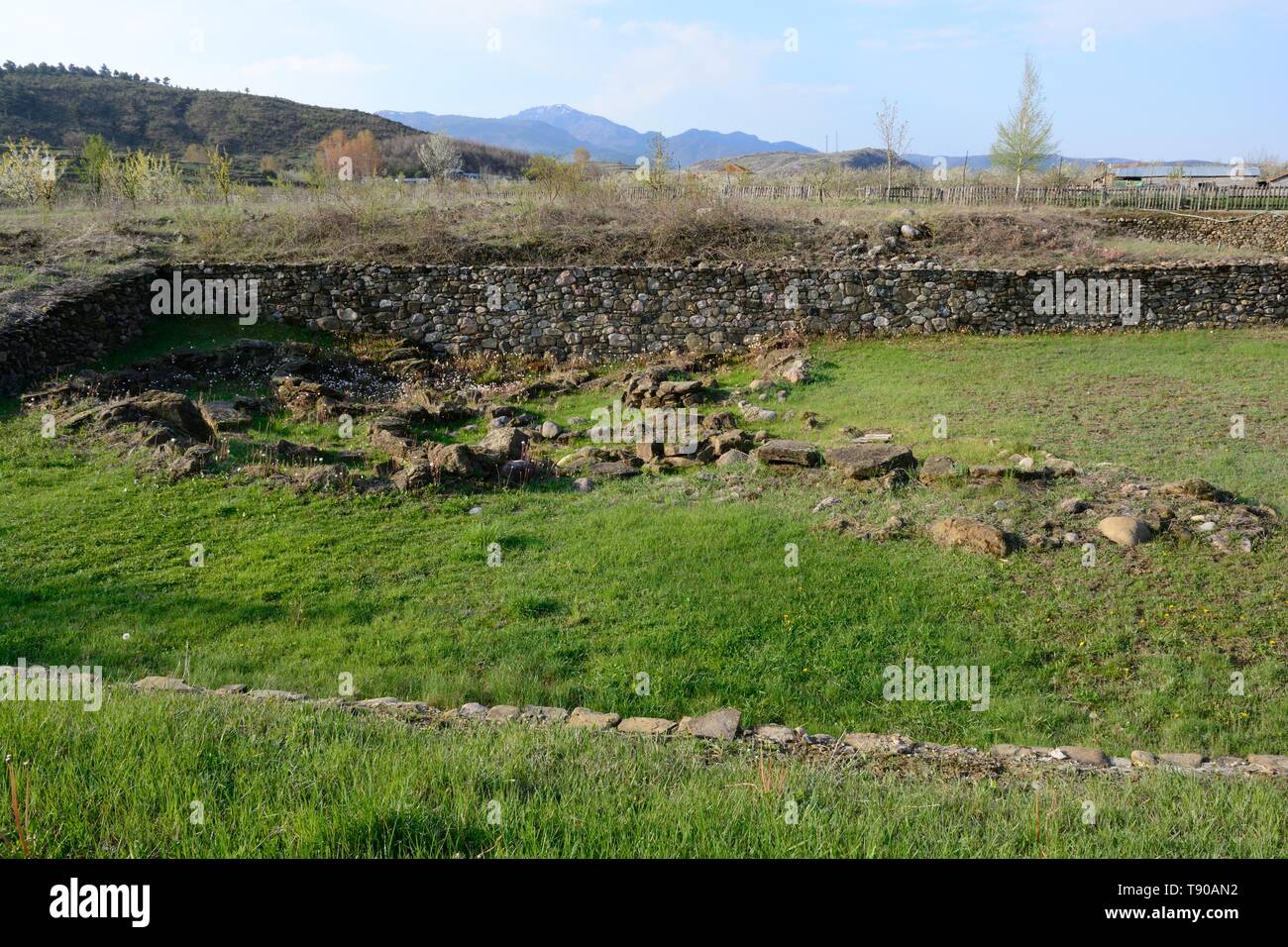 Tumulus of Kamenicia important archaeological site in Albania large bronze age iron age tumulus Stock Photo