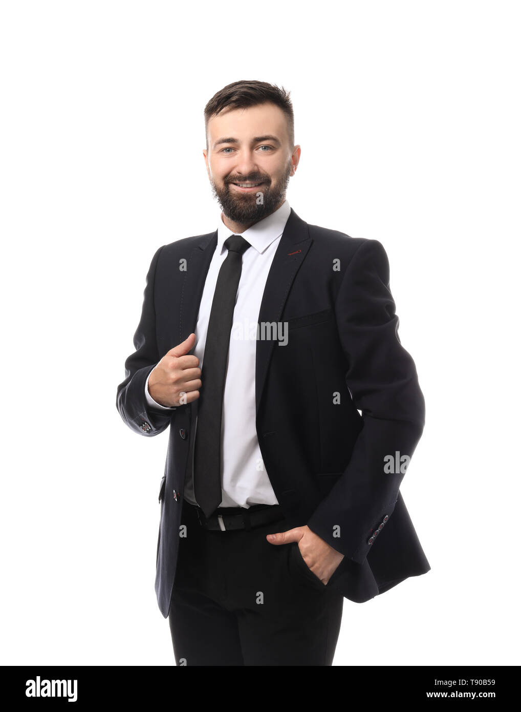Confident businessman on white background Stock Photo - Alamy