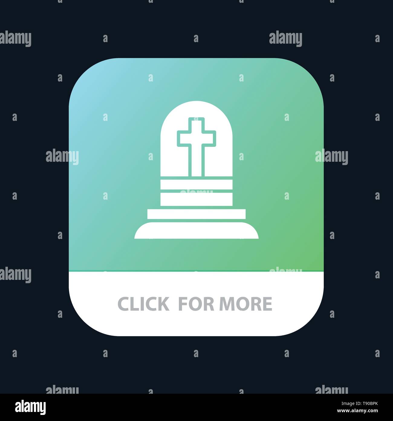 Death, Grave, Gravestone, Rip Mobile App Button. Android and IOS Glyph Version Stock Vector