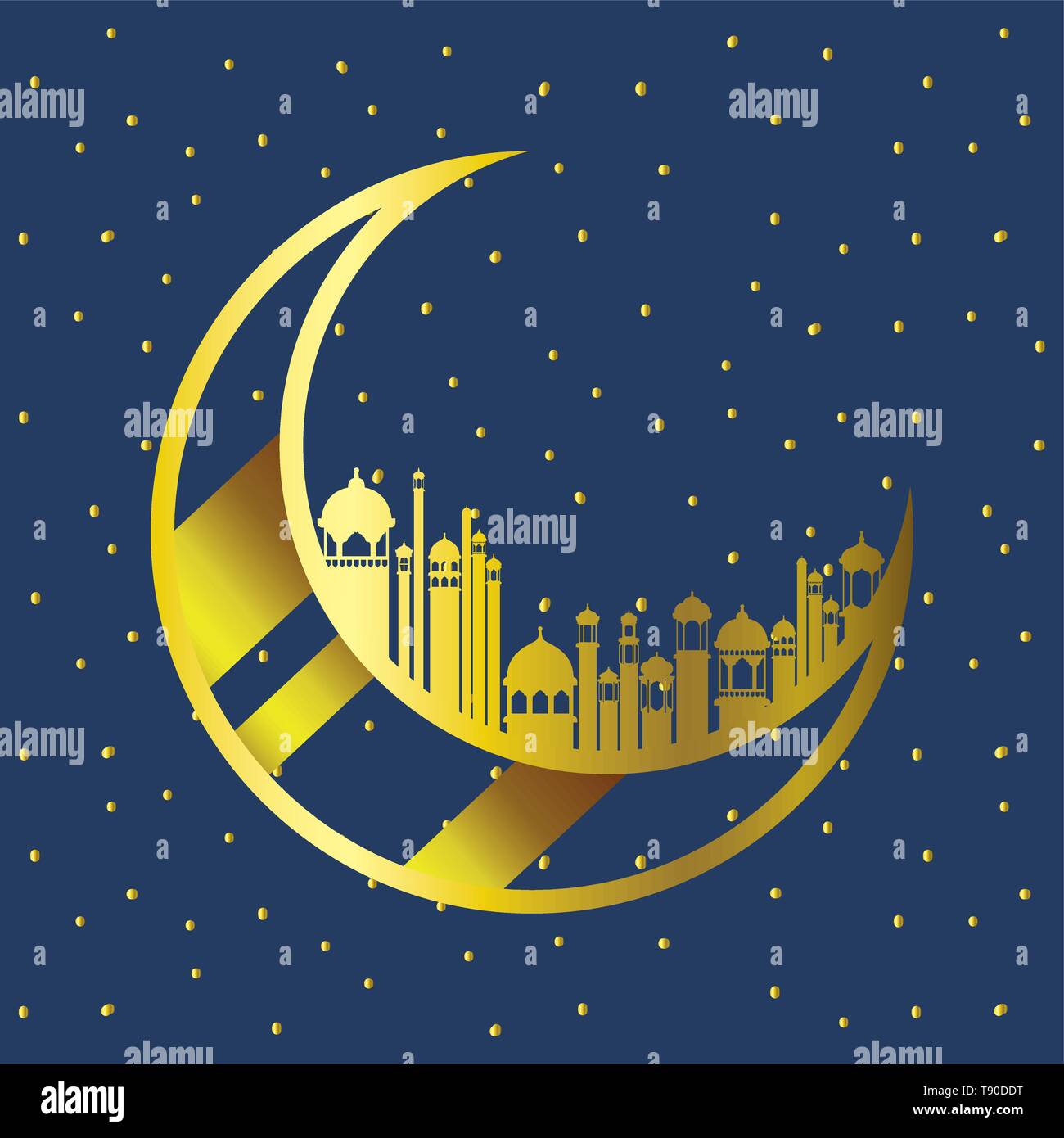 golden moon with mosque buildings Stock Vector Image & Art - Alamy