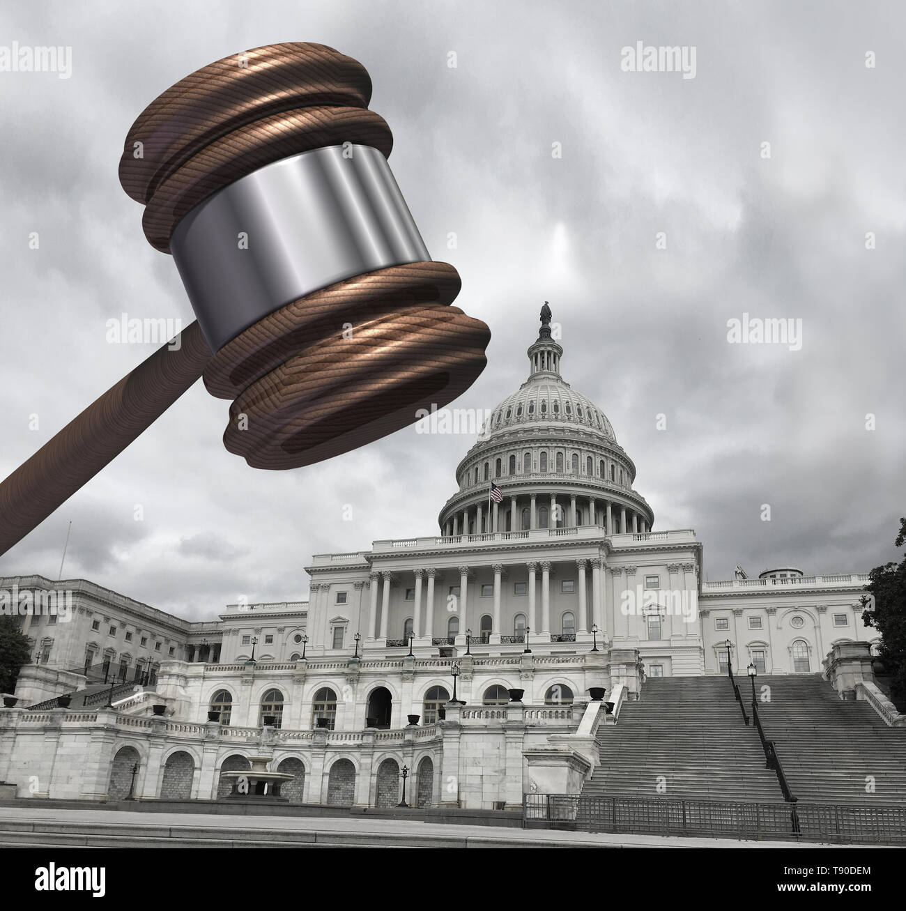 Congress and law as congressional subpoena and political legislation concept or government investigation and legislative reform. Stock Photo