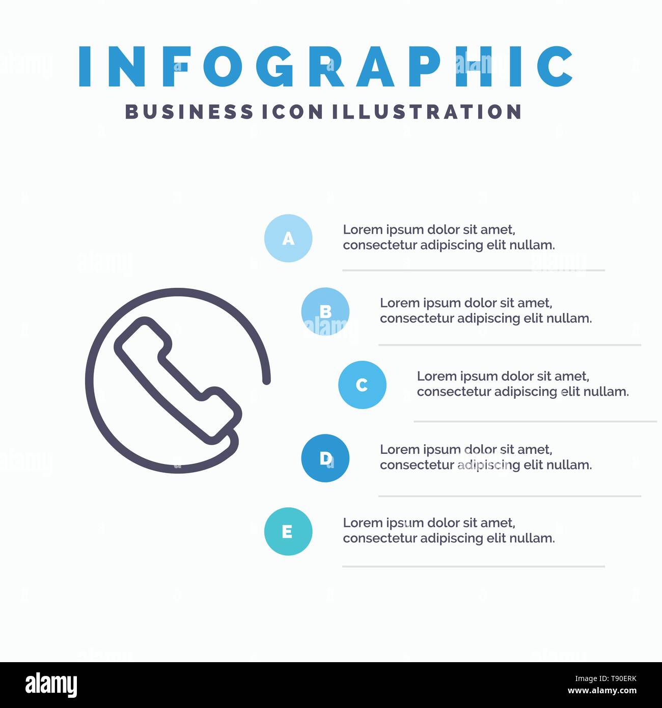 Answer Call Phone Line Icon With 5 Steps Presentation Infographics Background Stock Vector Image Art Alamy