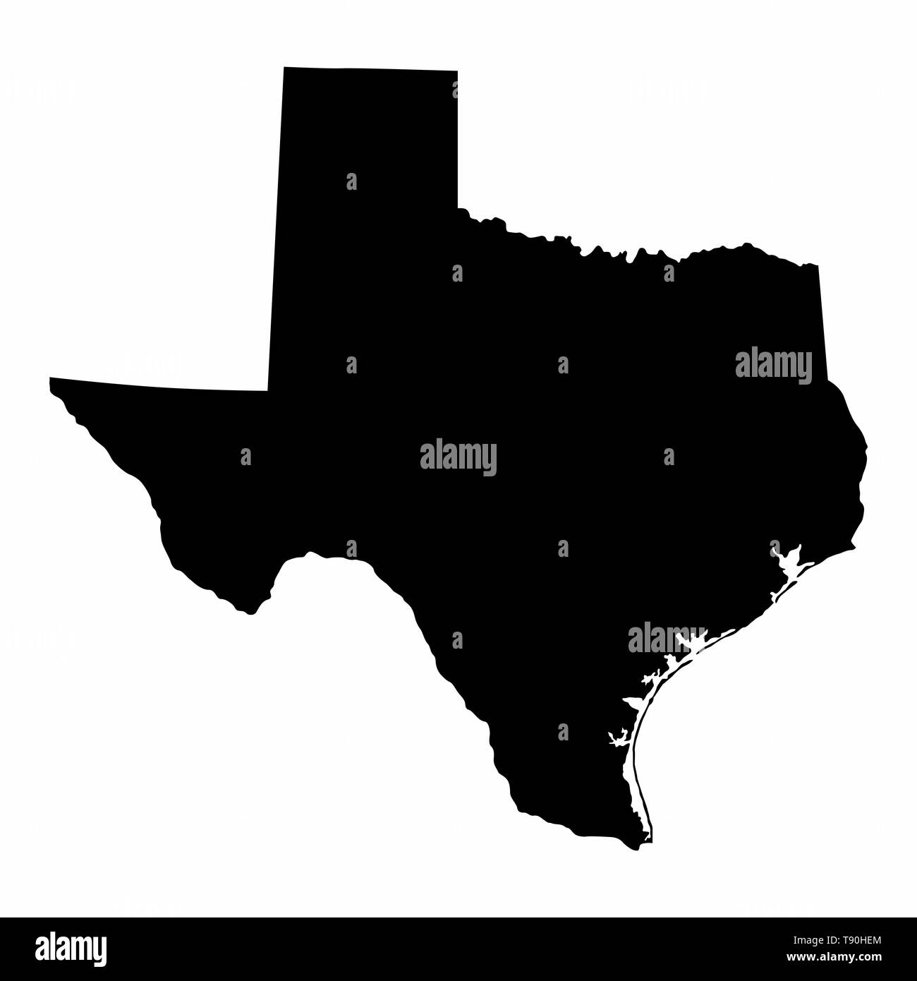 Texas map dark silhouette isolated on white background Stock Vector