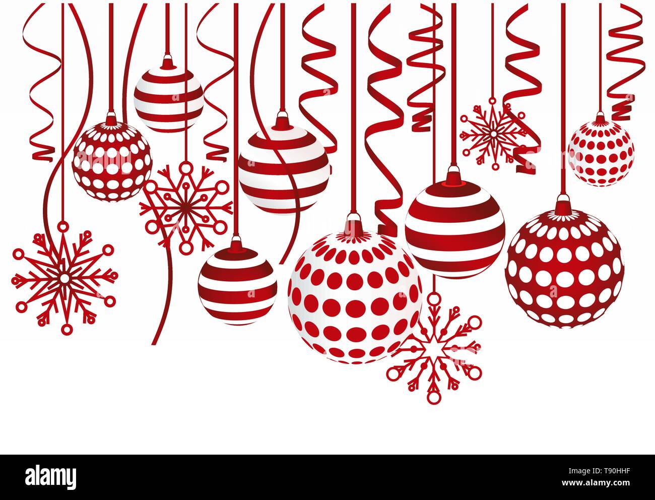 Christmas balls and snowflakes hanging on. Chritmas frame vector ...