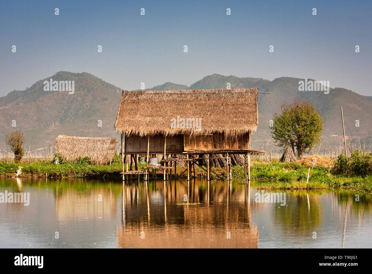 Stilted fisherman's house on Inle Lake Myanmar (Burma) Stock Photo