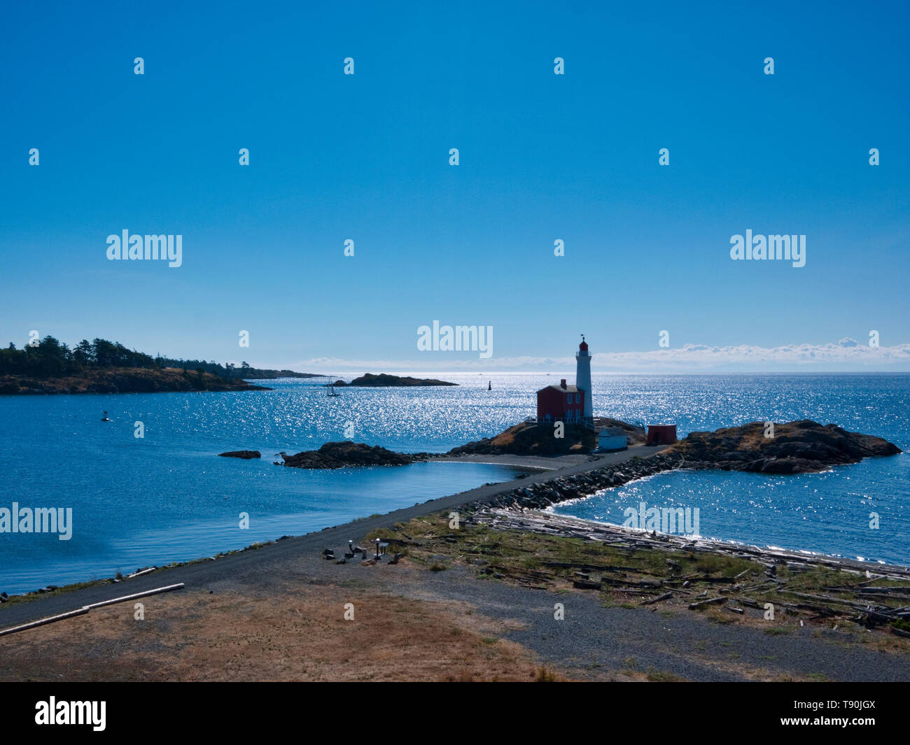 Fisgard Lighthouse from Fort Rodd, Victoria, Vancouver Island, Canada, September 2010 Stock Photo