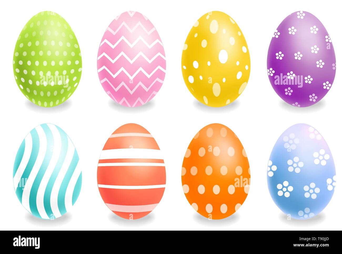 Colorful Easter eggs set Vector realistic. Spring holiday banner. 3d ...