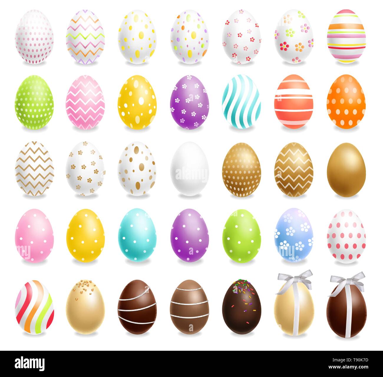 Colorful Easter eggs set Vector realistic. Spring holiday banner. 3d ...