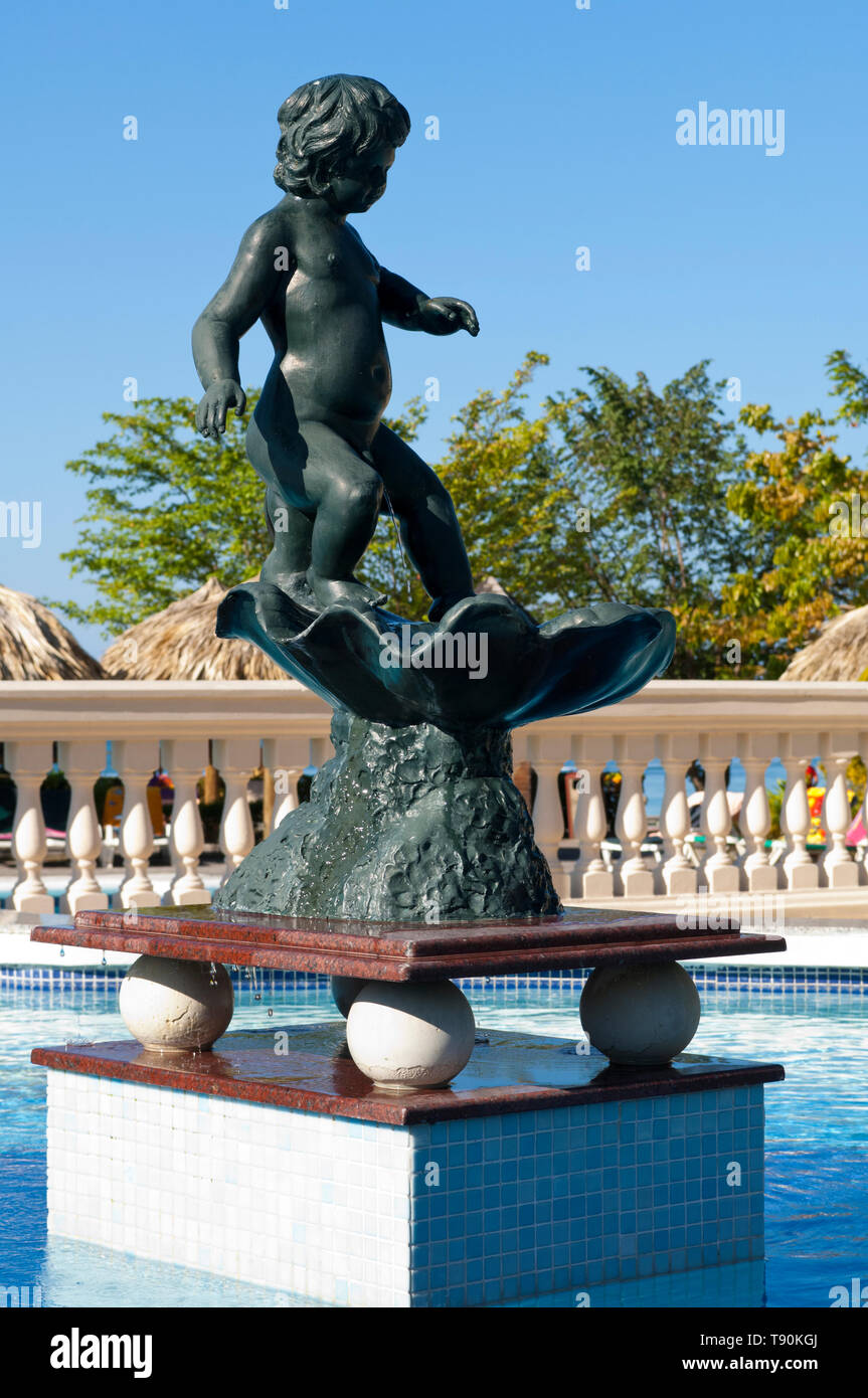 Peeing boy fountain at Riu Negril resort Stock Photo Alamy