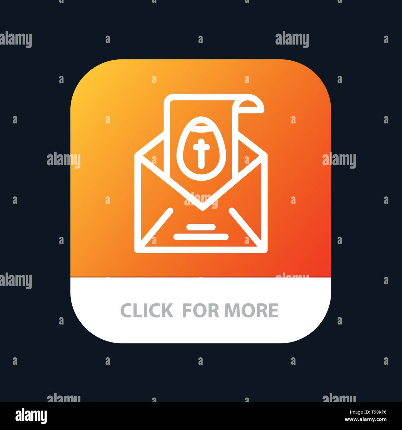 Massage, Mail, Easter, Holiday Mobile App Button. Android and IOS Line Version Stock Vector