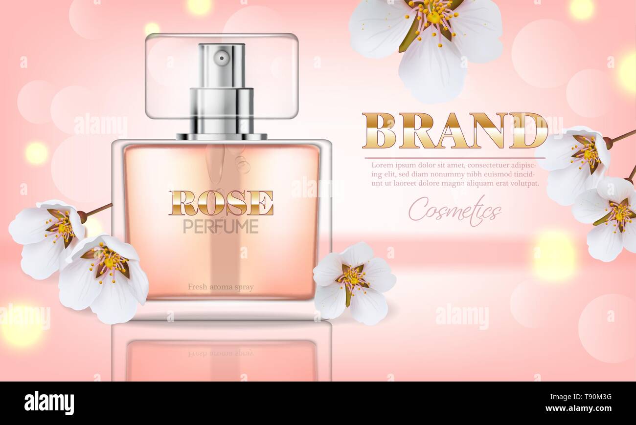 Download Cherry Blossom Perfume Vector Realistic Product Packaging Mockup Fresh Spring Aroma 3d Template Illustration Stock Vector Image Art Alamy