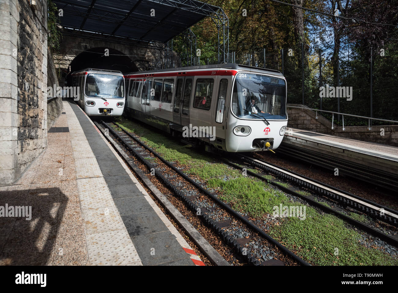 Lyon, Metro Linie C, Station Croix-Paquet - Lyon, Metro Line C, Croix-Paquet Stock Photo -