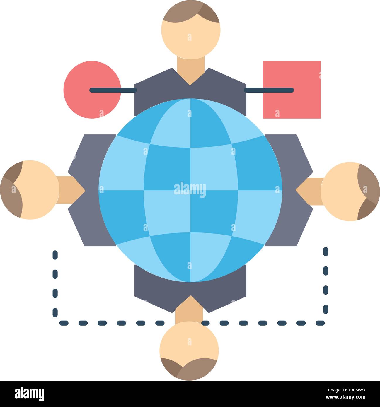 Function, instruction, logic, operation, meeting Flat Color Icon Vector Stock Vector