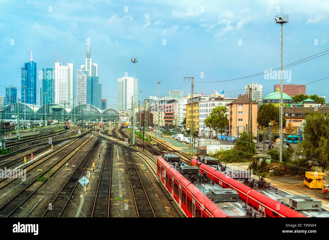 Railroad area, Frankfurt train station, urban city skyline, Germany Stock  Photo - Alamy