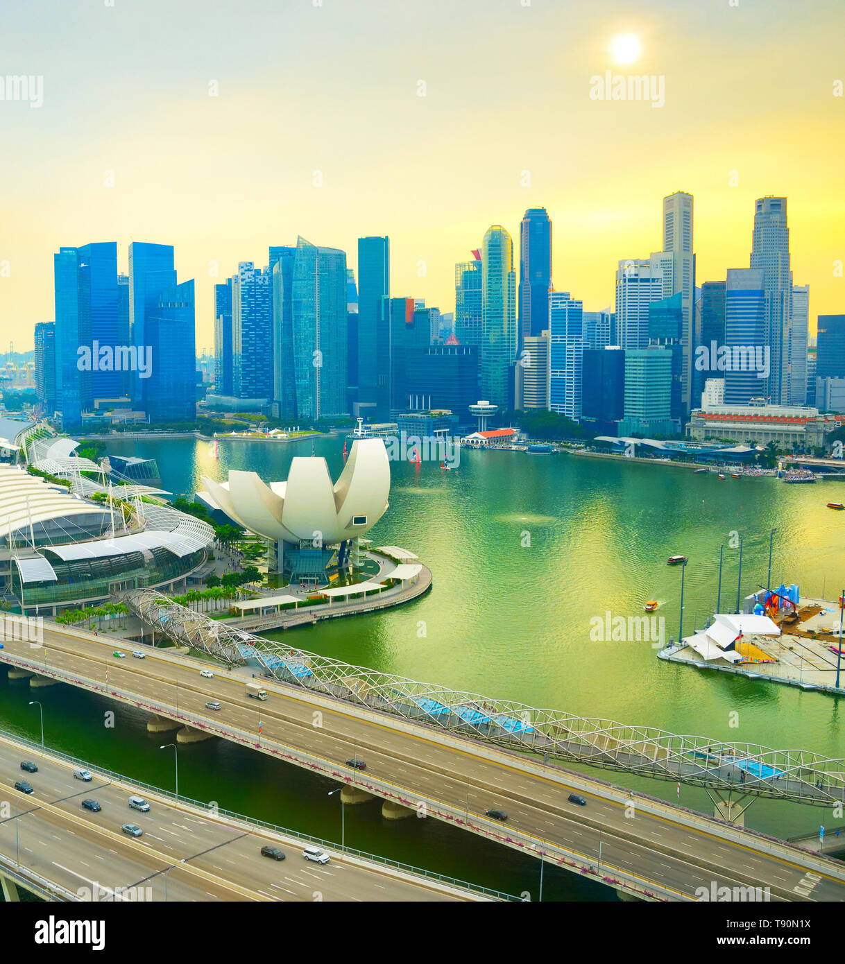 Skyline Of Singapore Downtown View From Singapore Flyer Stock Photo skyline-of-singapore-downtown-view-from-singapore-flyer-stock-photo
