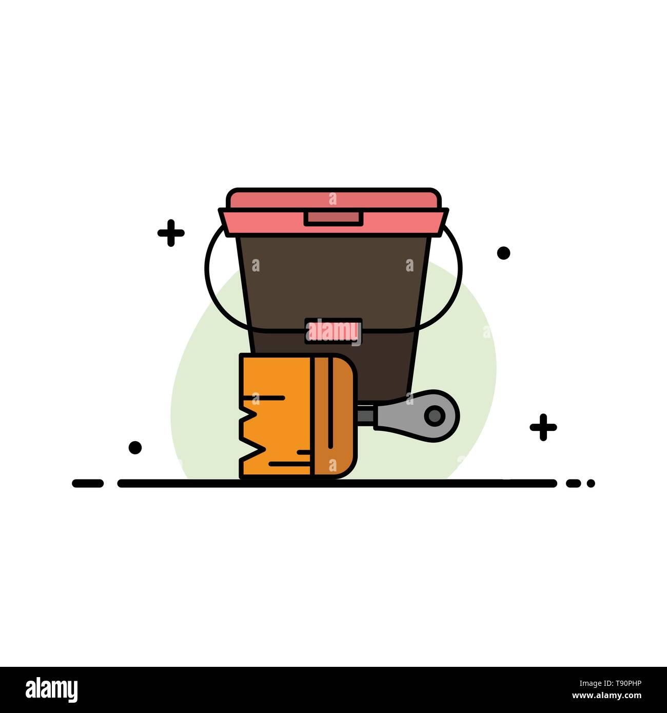 paint bucket and brush, Stock vector
