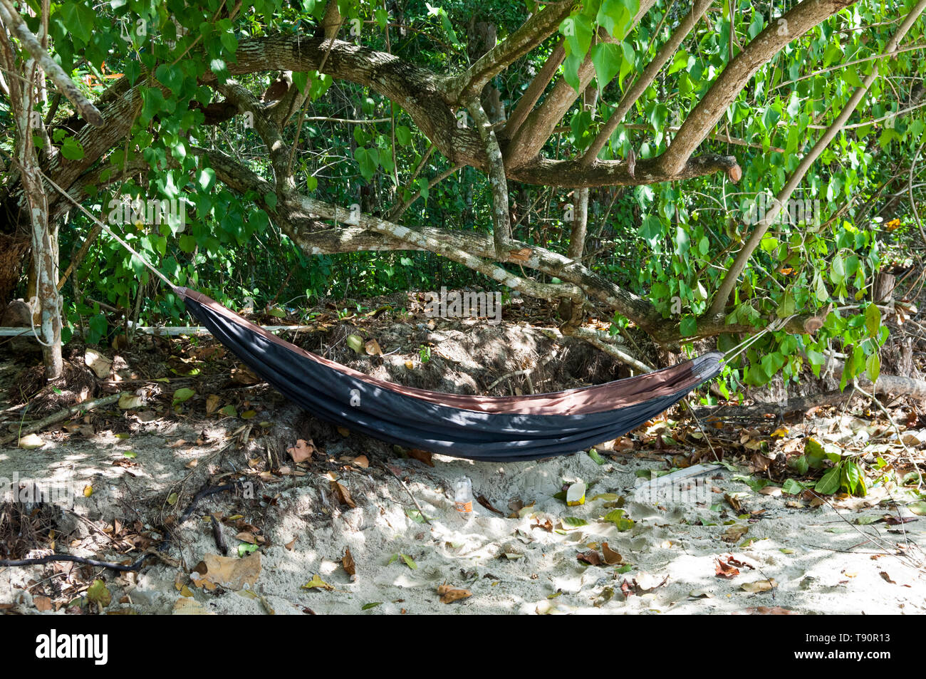Hammock used by the locals near the beach in Negril, Jamaica Stock