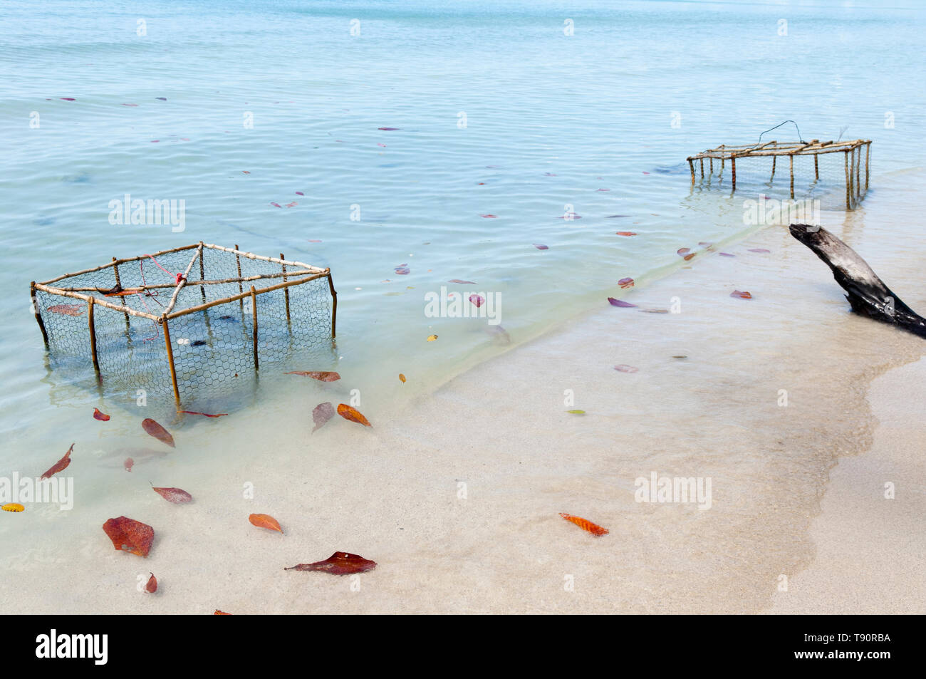 Jamaican style lobster traps on the beach Stock Photo Alamy