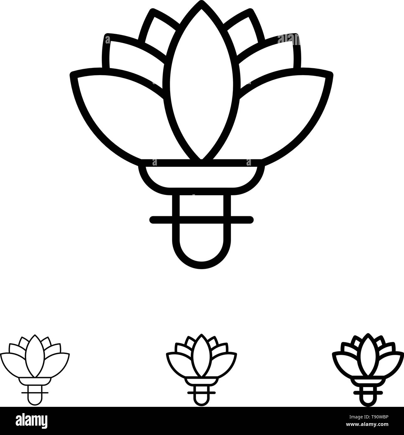 Flower, Plant, Rose, Spring Bold and thin black line icon set Stock ...