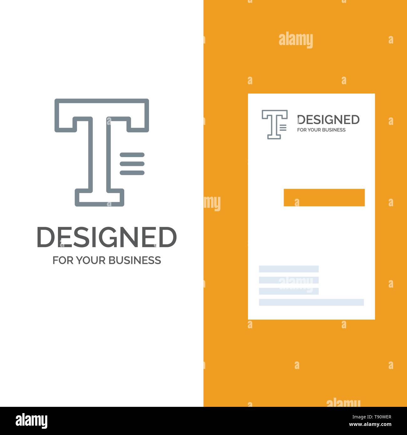 Type, Text, Write, Word Grey Logo Design and Business Card Template Stock Vector