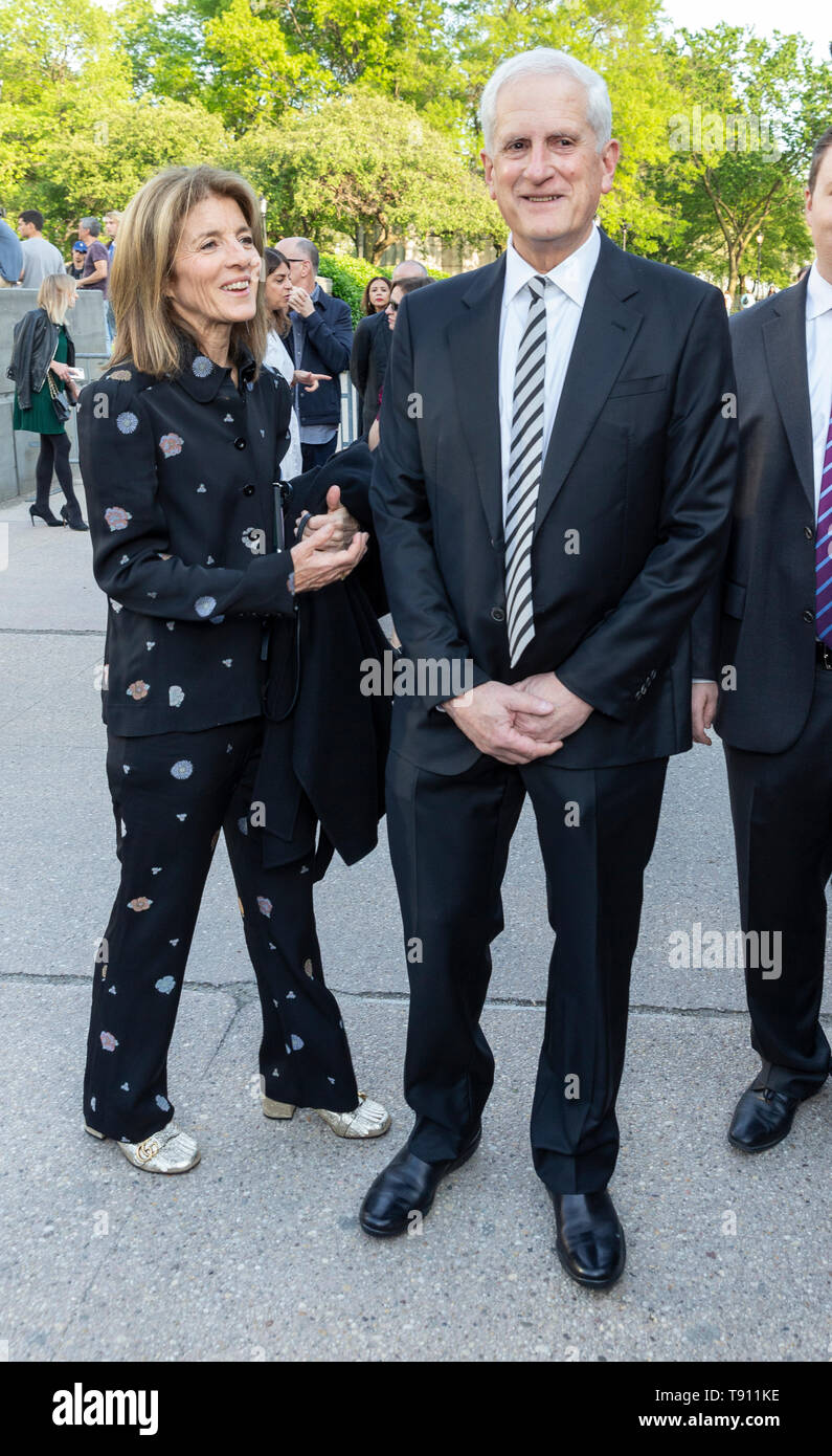 New York, NY - May 15, 2019: Caroline Kennedy and Edwin Schlossberg arrive at the Statue Of Liberty Museum Opening Celebration at Battery Park Stock Photo