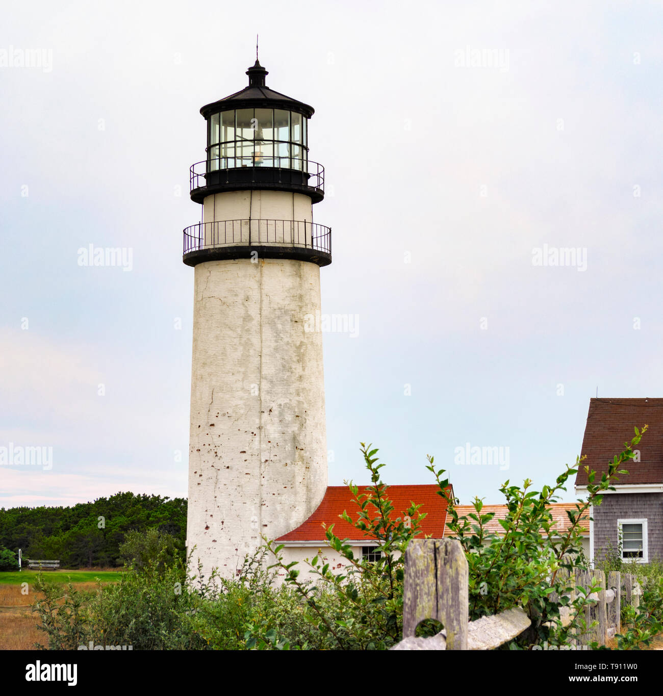 Highland Lighthouse aka Cape Cod Light, the oldest light house on Cape Cod, North Truro, Massachusetts, USA, still an active aid to navigation Stock Photo