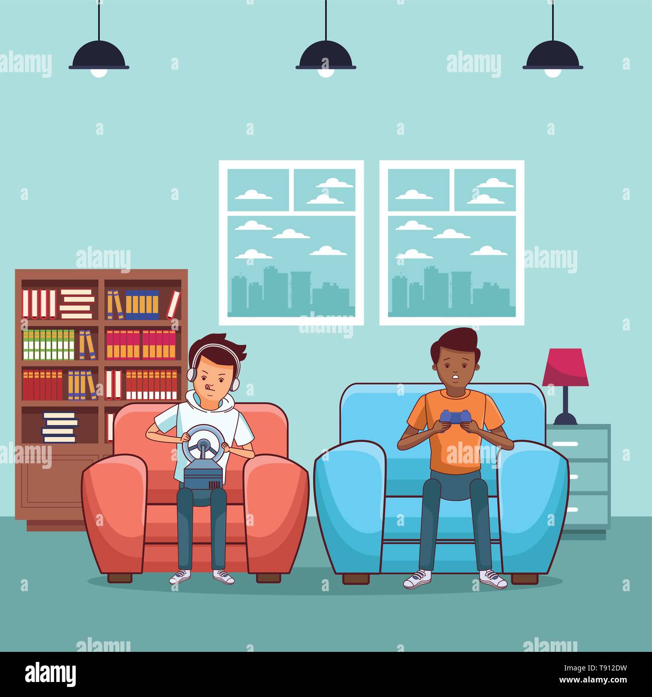 Millennials and videogames cartoons in black and white Stock Vector Image &  Art - Alamy