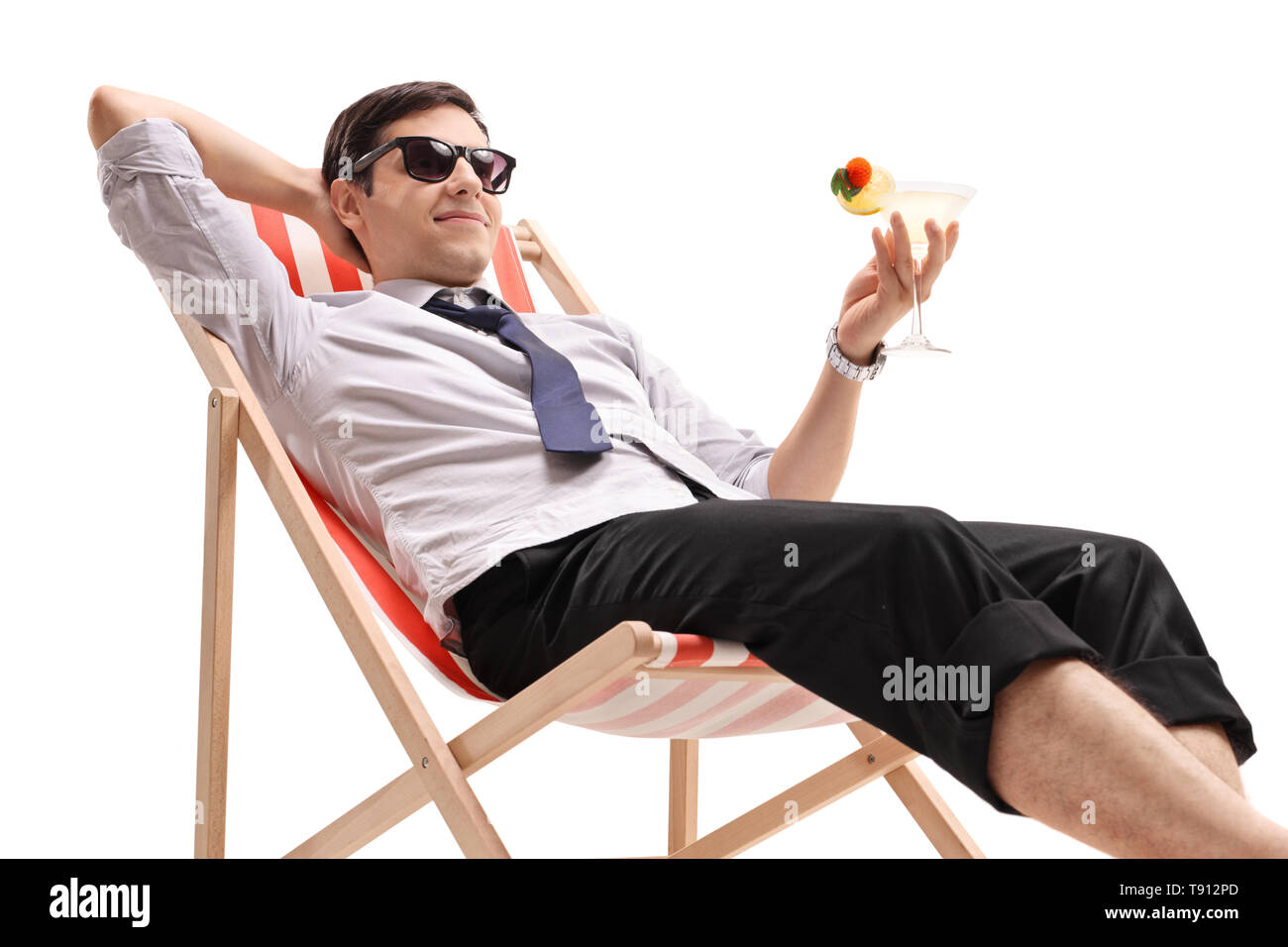 Man relaxing in deckchair hi-res stock photography and images - Alamy