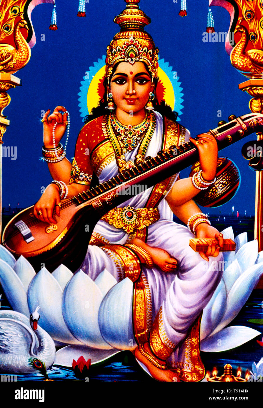 Saraswati Hindu Goddess Of Education Stock Photo