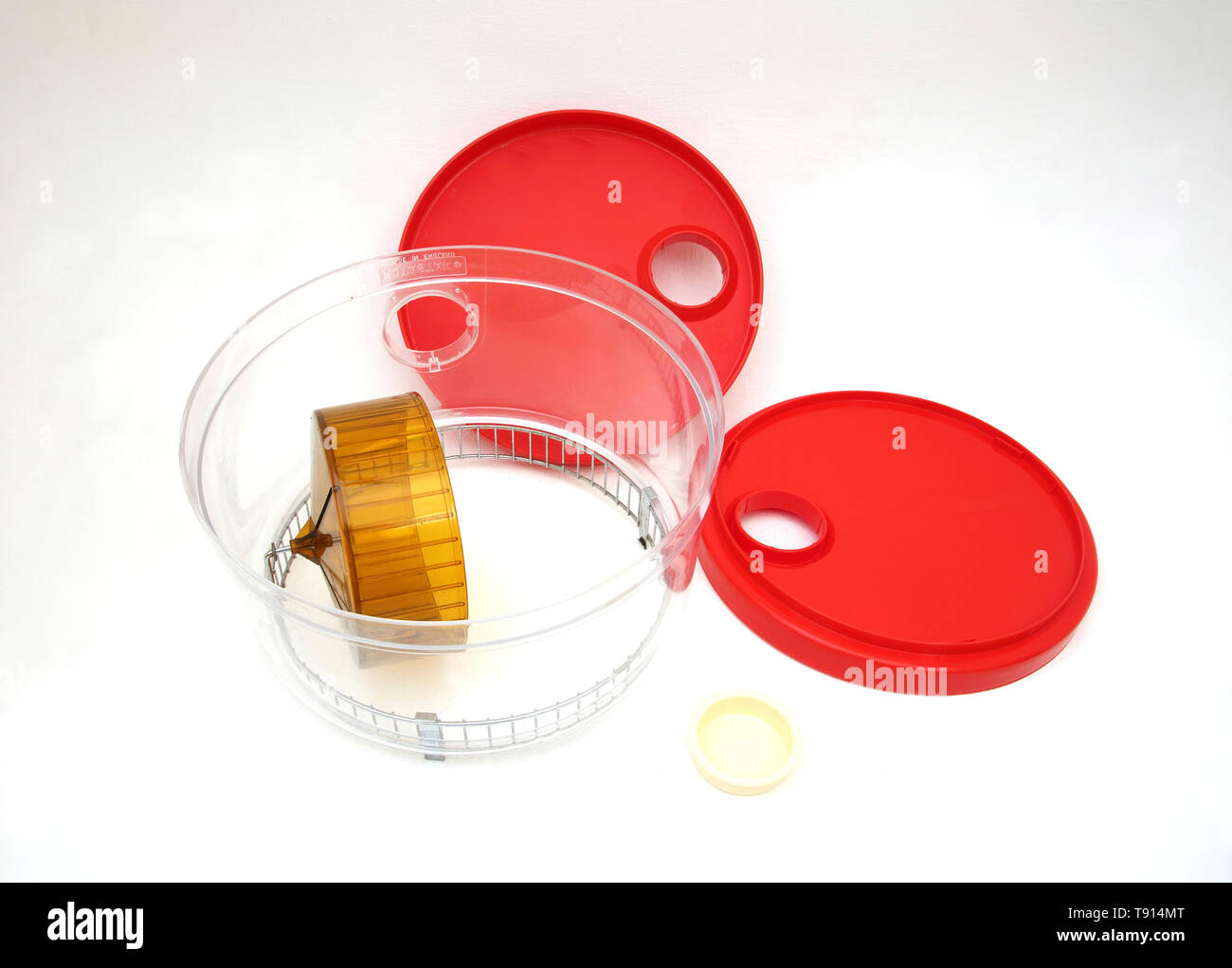 Tiered Hamster Cage Parts with Hamster Wheel Stock Photo