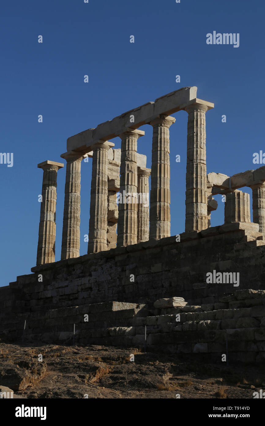 Attica Greece Cape Sounion Temple Of Poseidon Stock Photo - Alamy