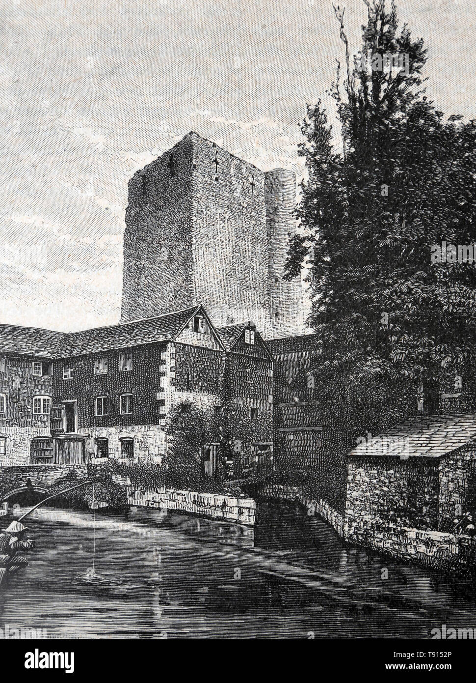 Illustration Depicting St George's Tower at Oxford Castle from photograph by Taunt & Co -Served as a Prison for 800 years King Charles I was a prisone Stock Photo