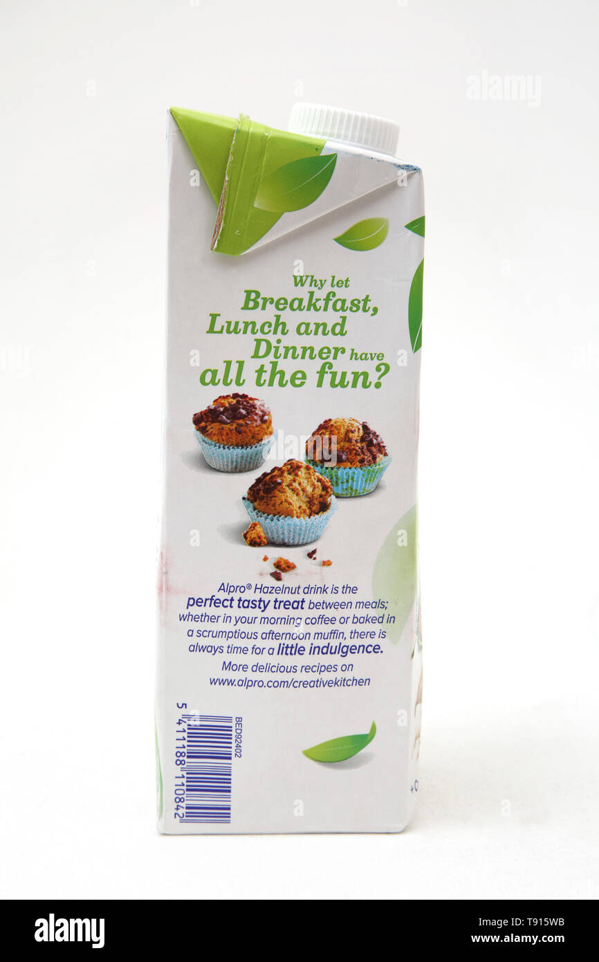 Vegan Alpro Hazelnut Lactose Free Milk Alternative Stock Photo Alamy
