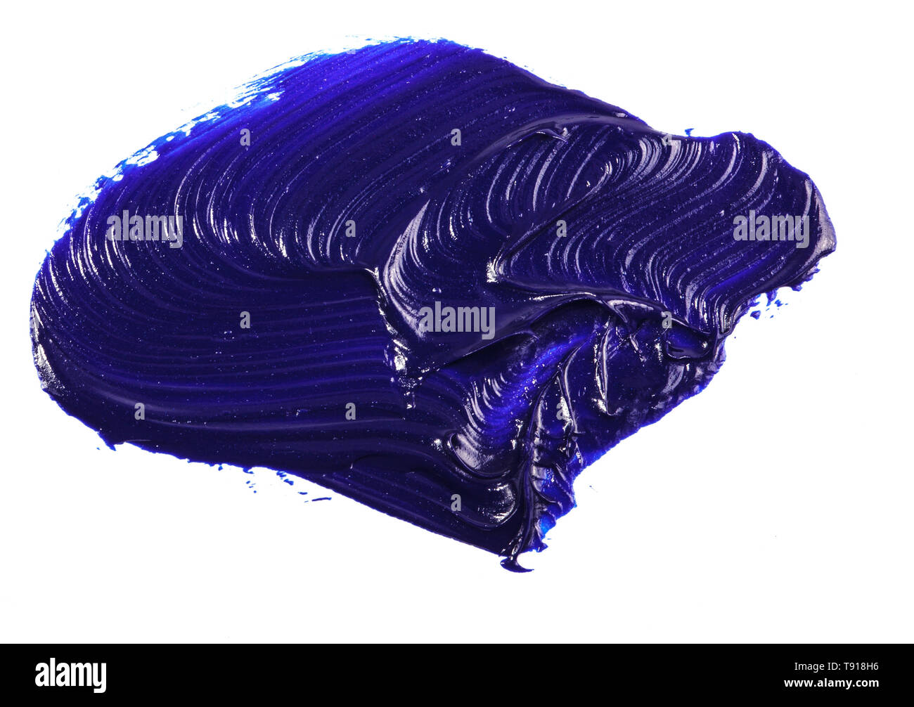Stain of blue oil paint on white Stock Photo Alamy