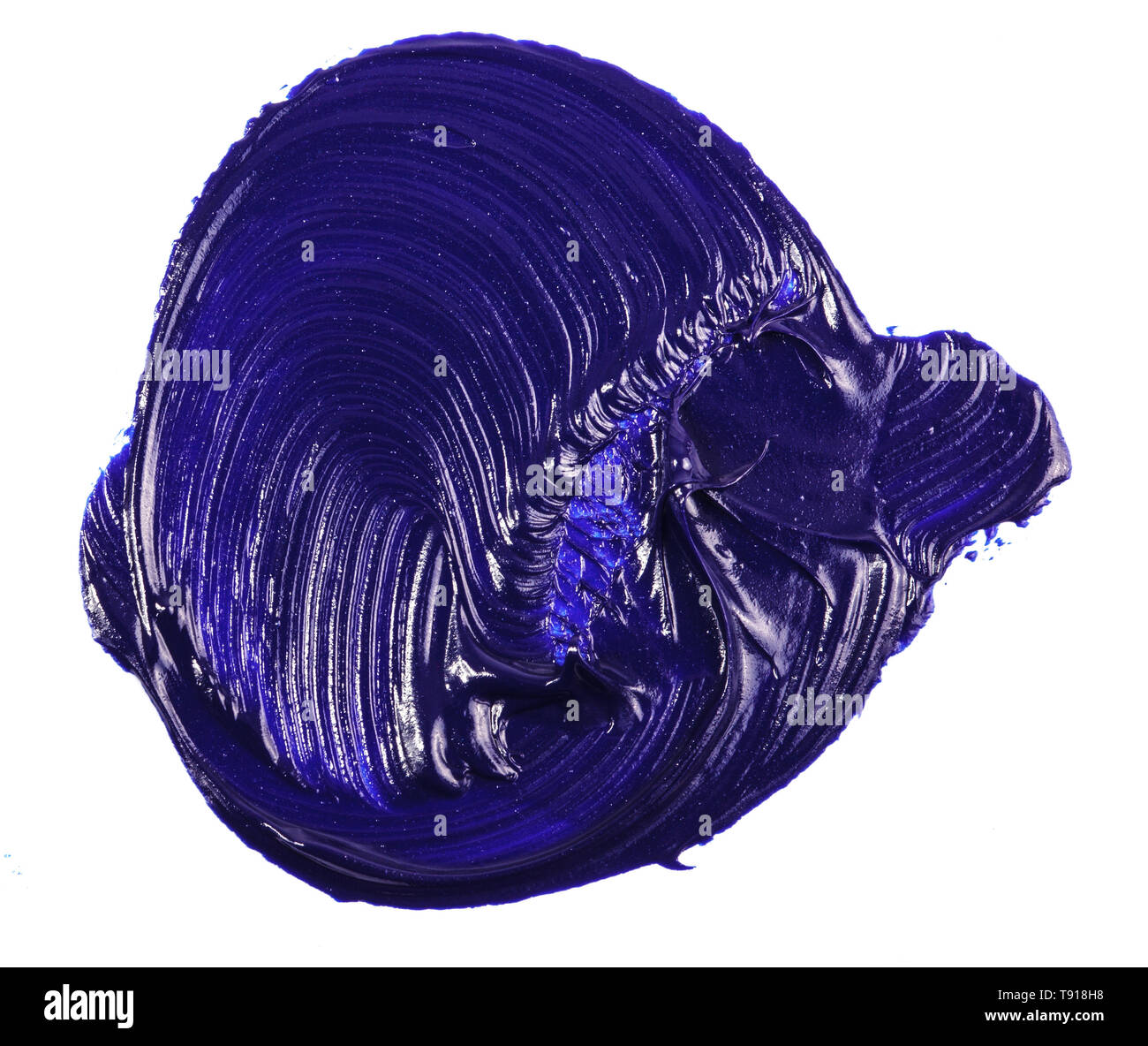 Stain of blue oil paint on white Stock Photo Alamy
