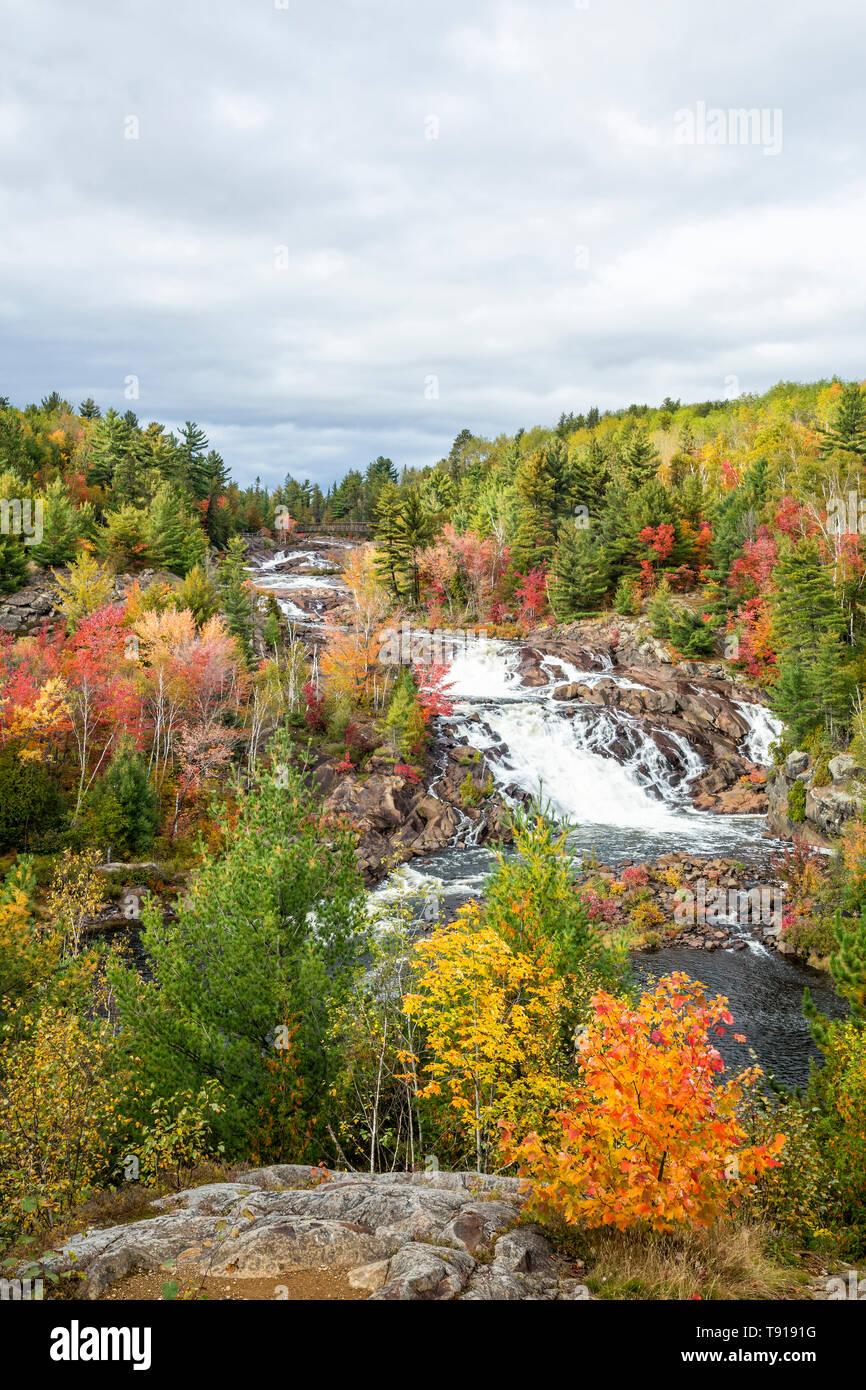 Onaping Falls on Onaping River from A. Y. Jackson Lookout, City of Greater Sudbury, Ontario, Canada Stock Photo