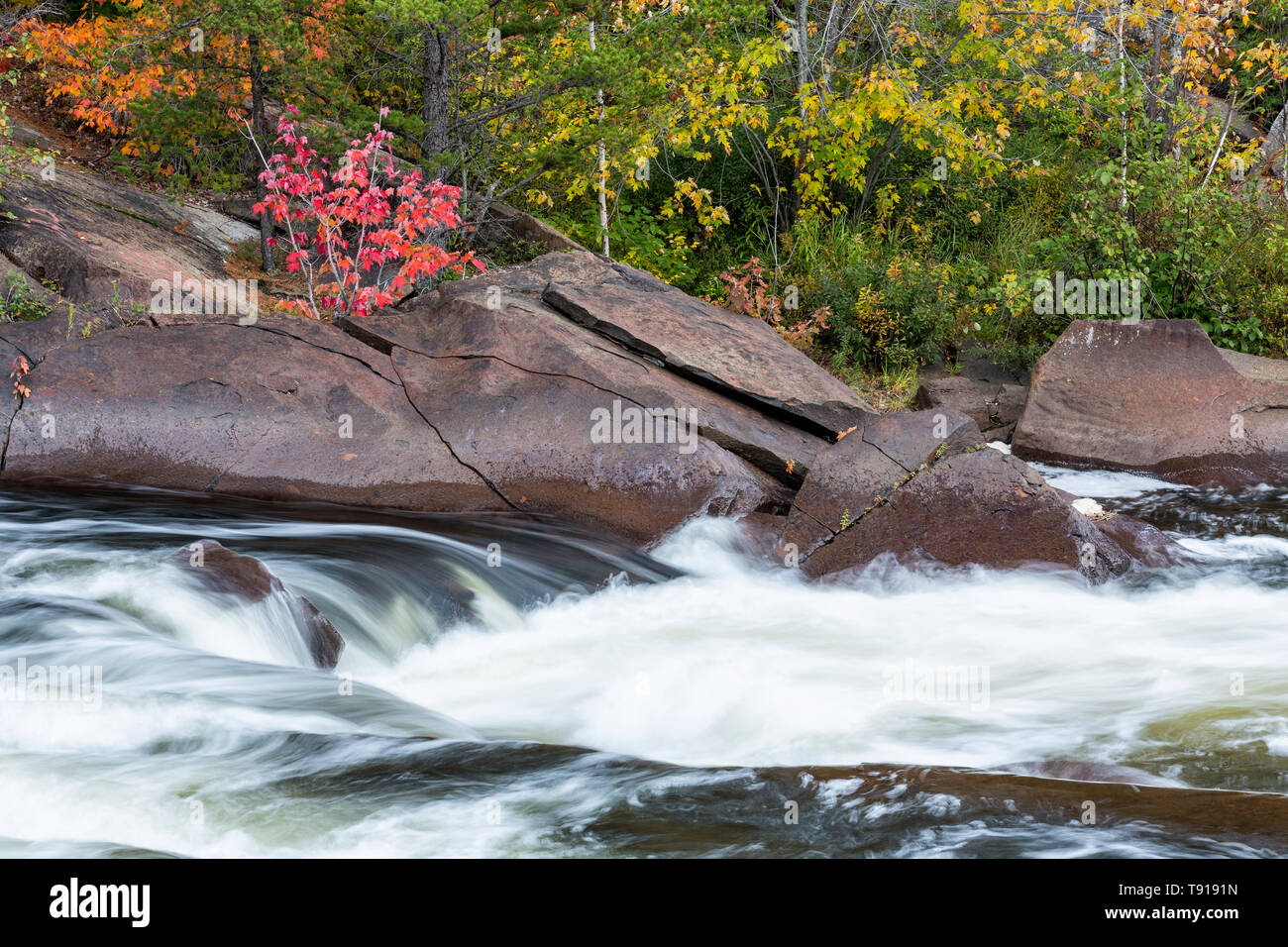Rapids on Onaping River, City of Greater Sudbury, Ontario, Canada Stock Photo