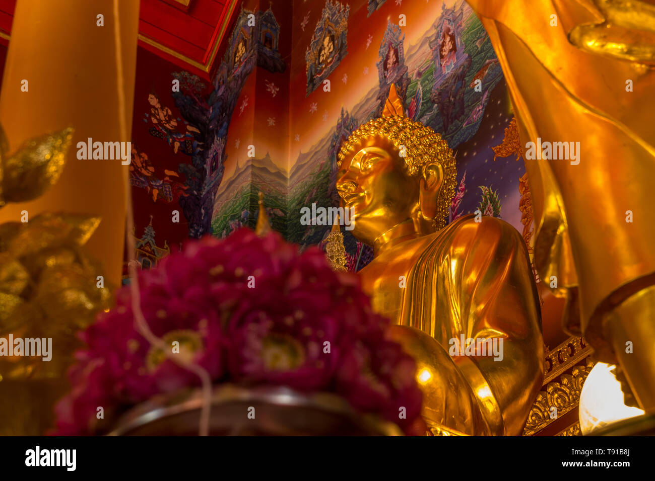 Buddha images in beautiful the church, Thai temple, Buddhism Stock ...