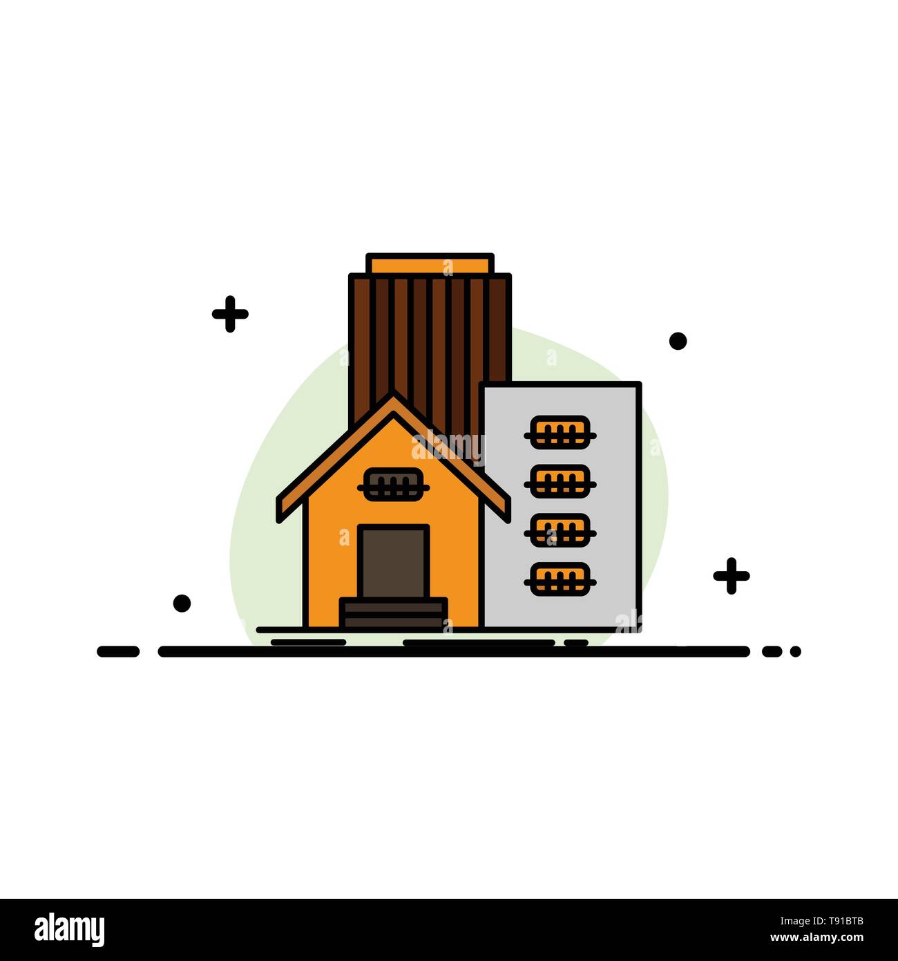 Building Estate Real Apartment Office Business Flat Line