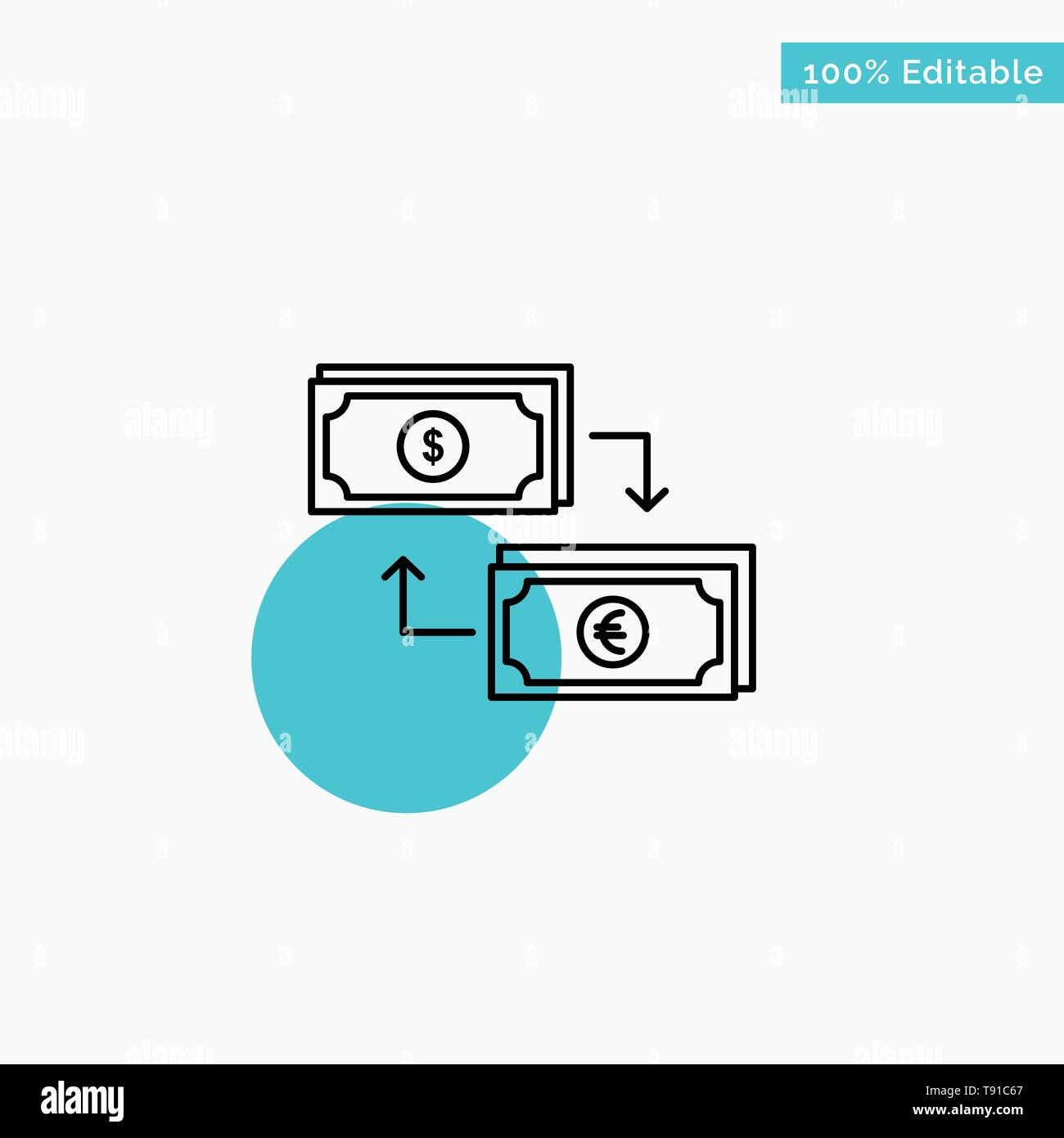 Exchange Business Dollar Euro Finance Financial Money Turquoise Highlight Circle Point Vector Icon Stock Vector Image Art Alamy