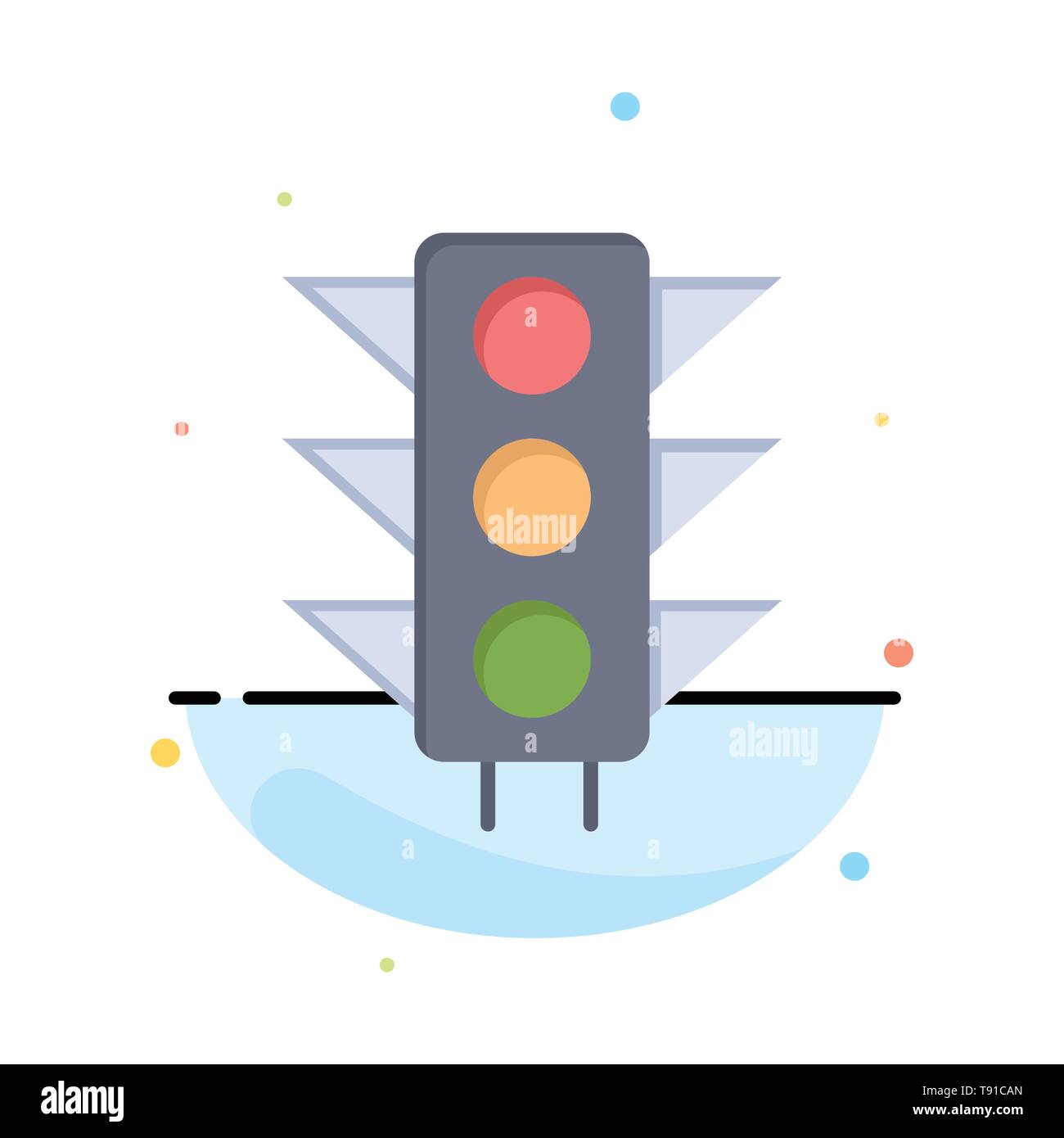 Traffic, Sign, Light, Road Abstract Flat Color Icon Template Stock Vector